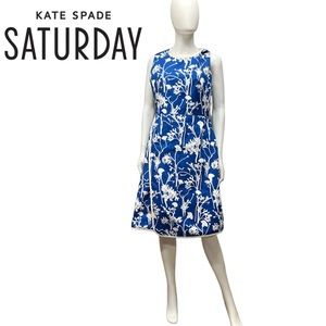 Kate Spade Saturday RARE Blue & White Floral Poppy Faux Wrap Dress [9000]